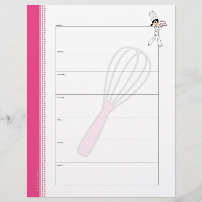 Chef Weekly Meal Planner Pages (Front)