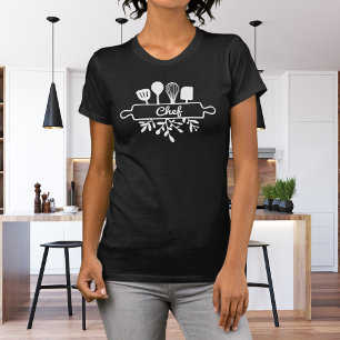 Chef White Culinary Kitchen Utensil Art T-Shirt
