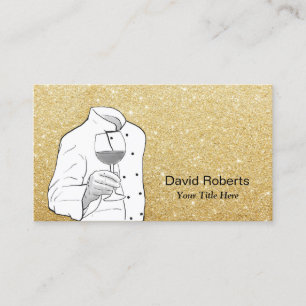 Chef Wine Sommelier Modern Gold Glitter Business Card