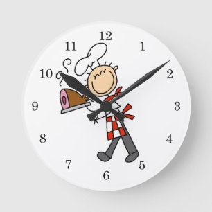 Chef With Baked Ham Round Clock