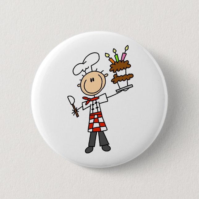 Chef with BIrthday Cake Button (Front)