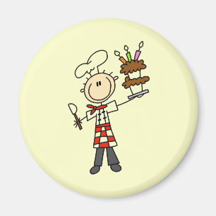 Chef With Birthday Cake Magnet