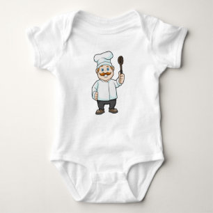 Chef with Chef's hat & Soup spoon Baby Bodysuit