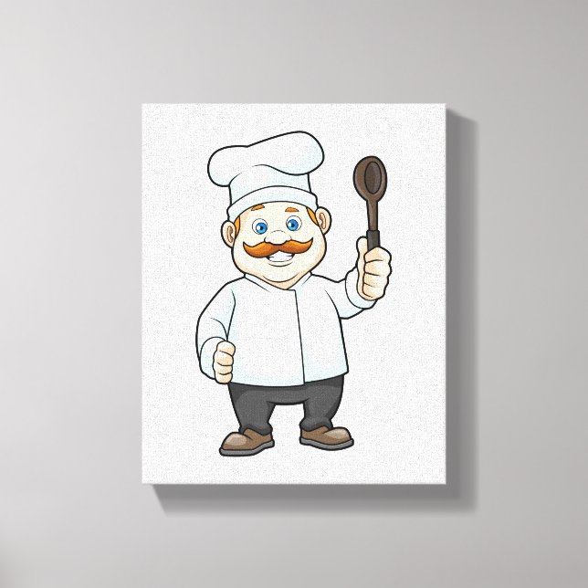 Chef with Chef's hat & Soup spoon Canvas Print (Front)