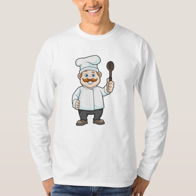 Chef with Chef's hat & Soup spoon T-Shirt (Front)