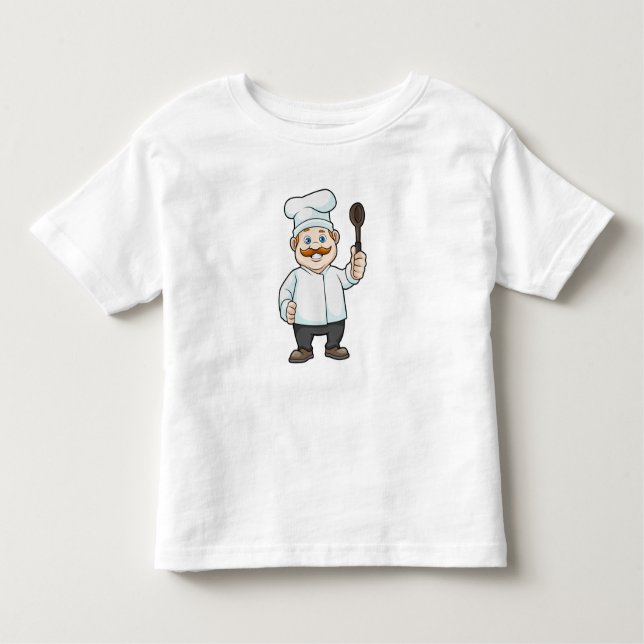 Chef with Chef's hat & Soup spoon Toddler T-Shirt (Front)