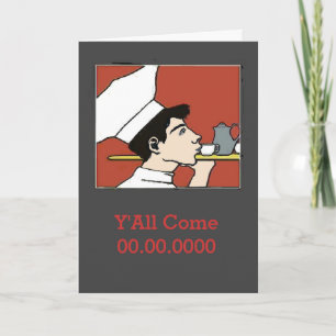 Chef with Coffee, add text Invitation