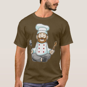 Chef with Cooking apron Wooden spoon at Yoga T-Shirt