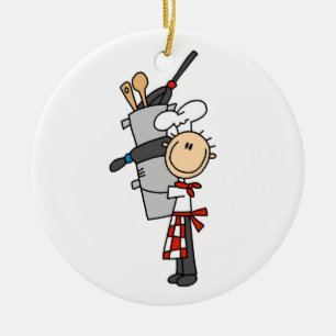 Chef With Pots and Pans Ceramic Tree Decoration