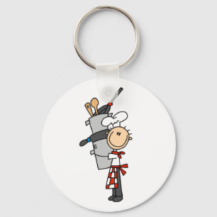 Chef With Pots and Pans Key Ring