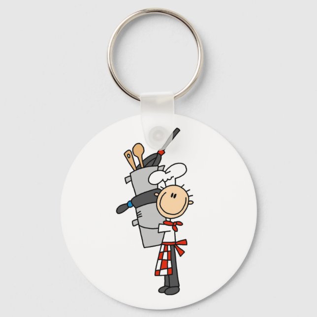 Chef With Pots and Pans Key Ring (Front)