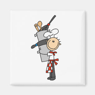 Chef With Pots and Pans Magnet
