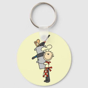Chef with Pots and Pans Tshirts and Gifts Key Ring