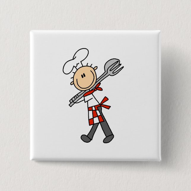 Chef with Salad Tongs Buttons (Front)