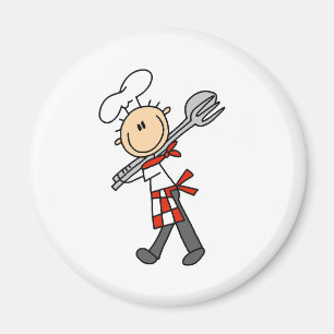 Chef with Salad Tongs Magnets