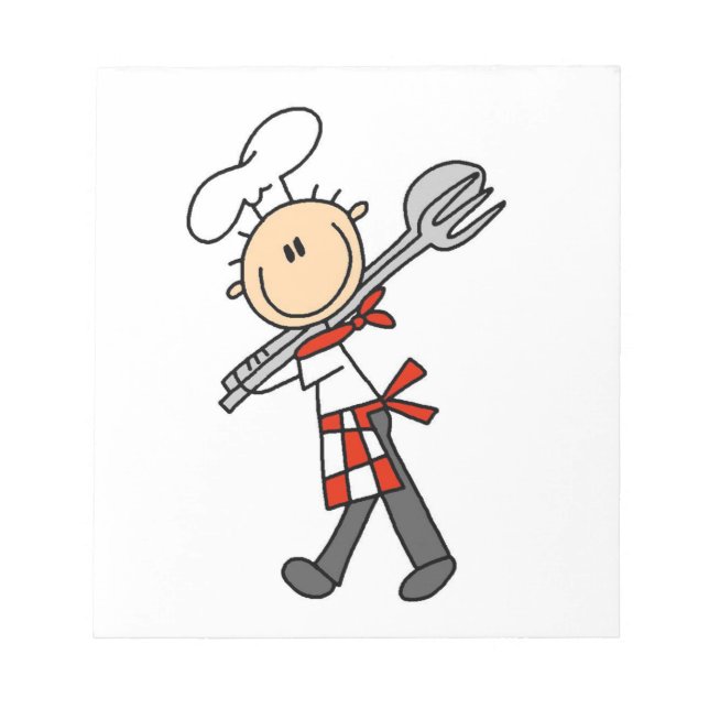 Chef With Salad Tongs Notepad (Front)