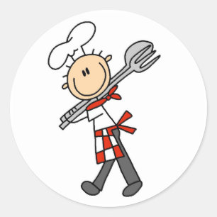 Chef with Salad Tongs Tshirts and Gifts Classic Round Sticker