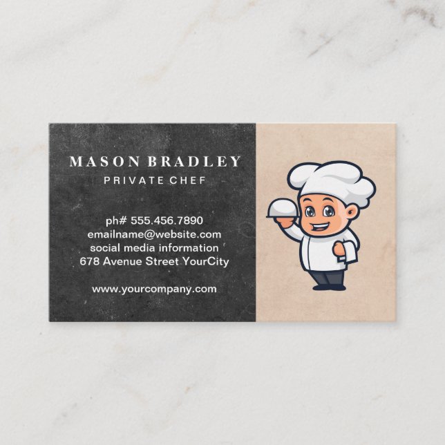 Chef with Serving Tray  Business Card (Front)