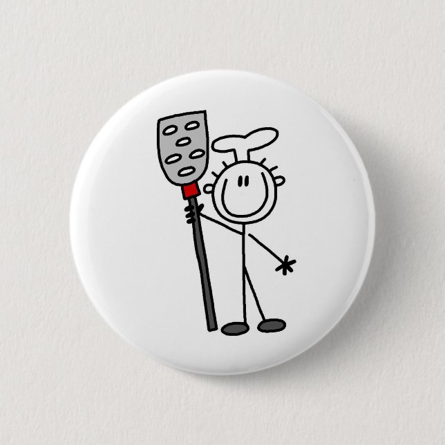 Chef with Spatula 6 Cm Round Badge (Front)