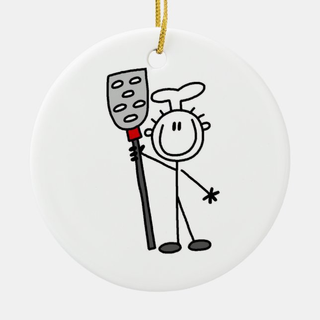 Chef With Spatula Ceramic Tree Decoration (Front)