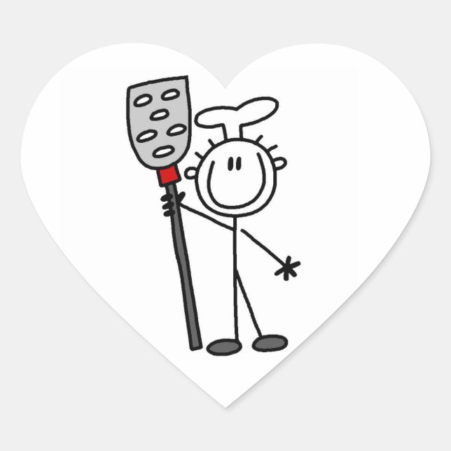 Chef With Spatula Heart Sticker (Front)