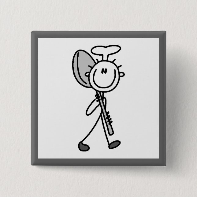 Chef With Spoon 15 Cm Square Badge (Front)