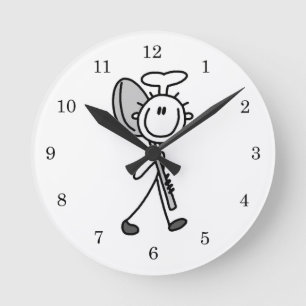 Chef With Spoon Round Clock