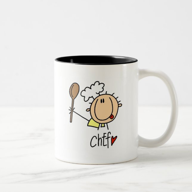 Chef With  Spoon Tshirts and Gifts Two-Tone Coffee Mug (Right)