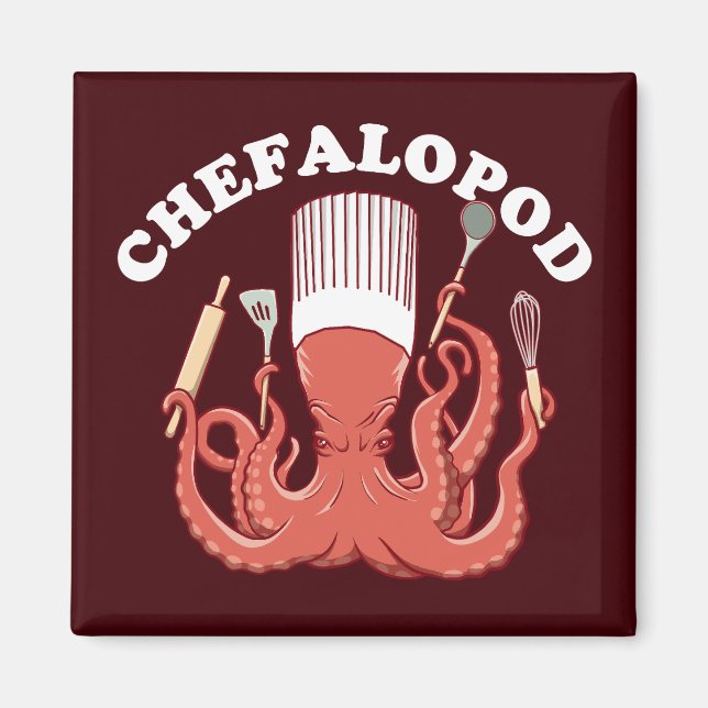 Chefalopod | Octopus Chef Funny Pun Magnet (Front)