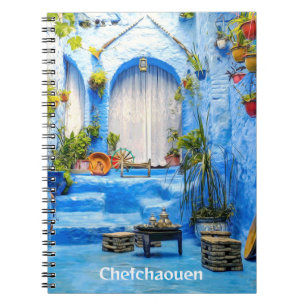Chefchaouen Blue City Morocco Oil Painting Boho Notebook