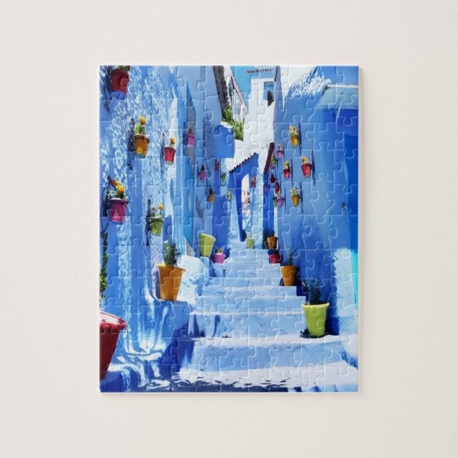 Chefchaouen Blue Streets Puzzle - Morocco (Vertical)