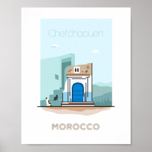 Chefchaouen city travel poster - morocco travel