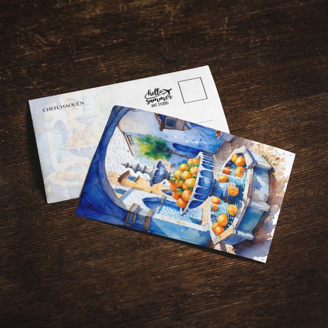 Chefchaouen Morocco Fountain Watercolor Postcard (Creator Uploaded)