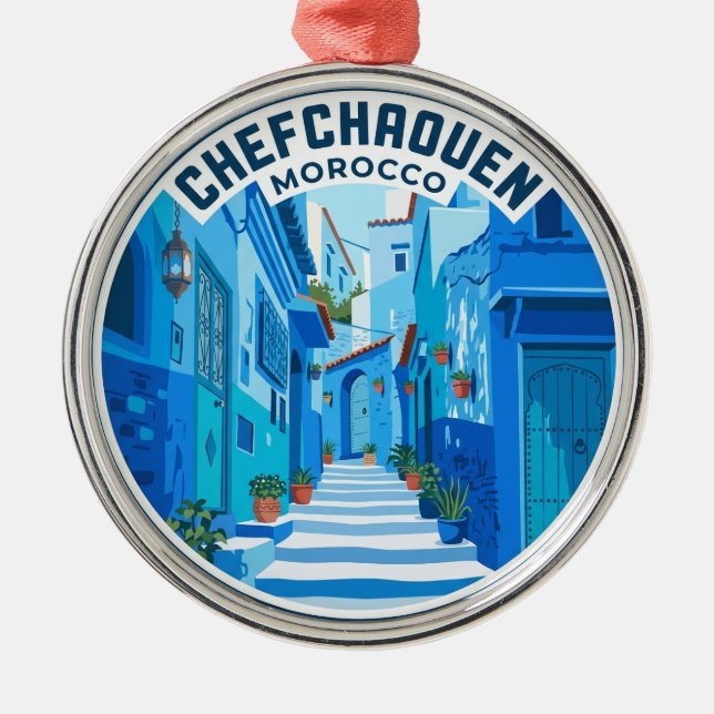 Chefchaouen Morocco Metal Tree Decoration (Front)