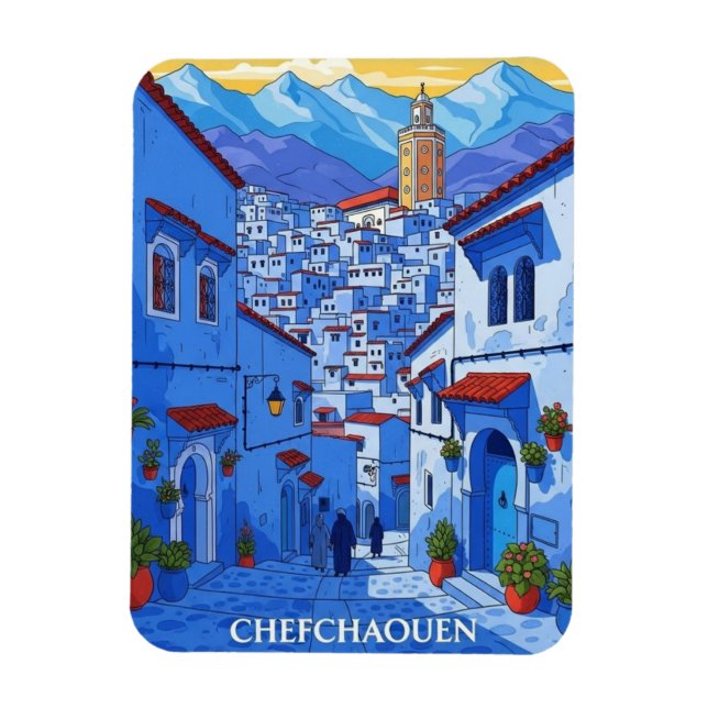 Chefchaouen Morocco Travel Magnet (Vertical)