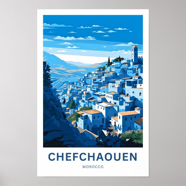 Chefchaouen Morocco Travel Print (Front)