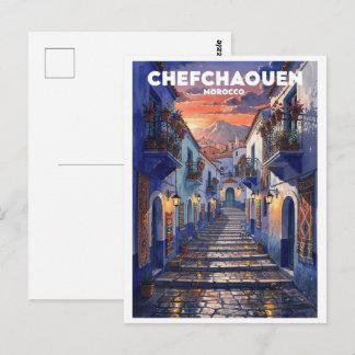 Chefchaouen Morocco Vintage Travel Postcard