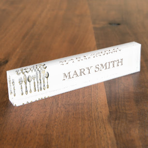 Chefs catering business cutlery nameplate