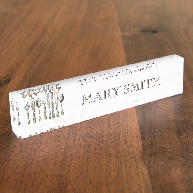 Chefs catering business cutlery nameplate (Side)