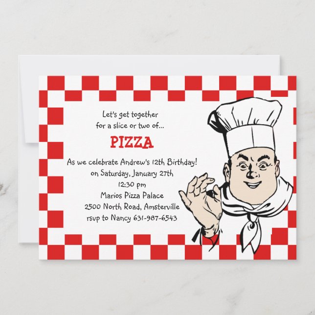 Chef's Check Birthday Party Invitation (Front)