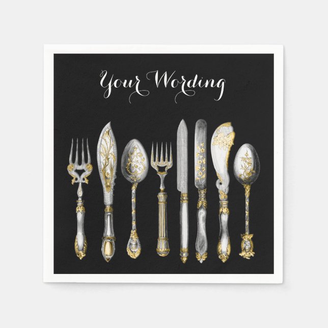 Chefs cutlery kitchen utensils napkin (Front)