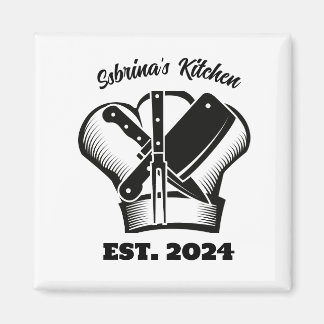 Chef's Hat and Knife Customisable Kitchen Magnet