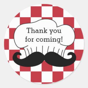 Chef's Hat Moustache Italian Pizza Party Thank You Classic Round Sticker