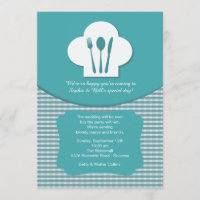 Chef's Hat (Teal) Post Wedding Brunch Invitation