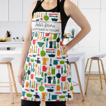 Chef's Kitchen Tools Custom Name Text Colourful Apron<br><div class="desc">A fun apron featuring colourful kitchen tools and two lines of custom text, Add a person's name, business name or delete the text and rectangle and just have the pattern. Perfect as a birthday gift, apron for small business restaurant and cafe owners, budding chefs, hostess and bridal shower gifts and...</div>