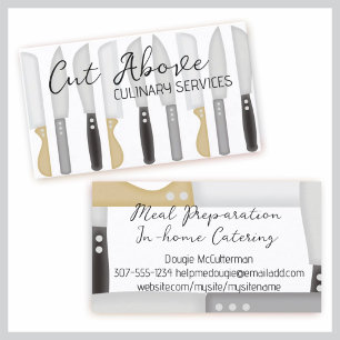 Chefs knife chef catering cooking class culinary business card