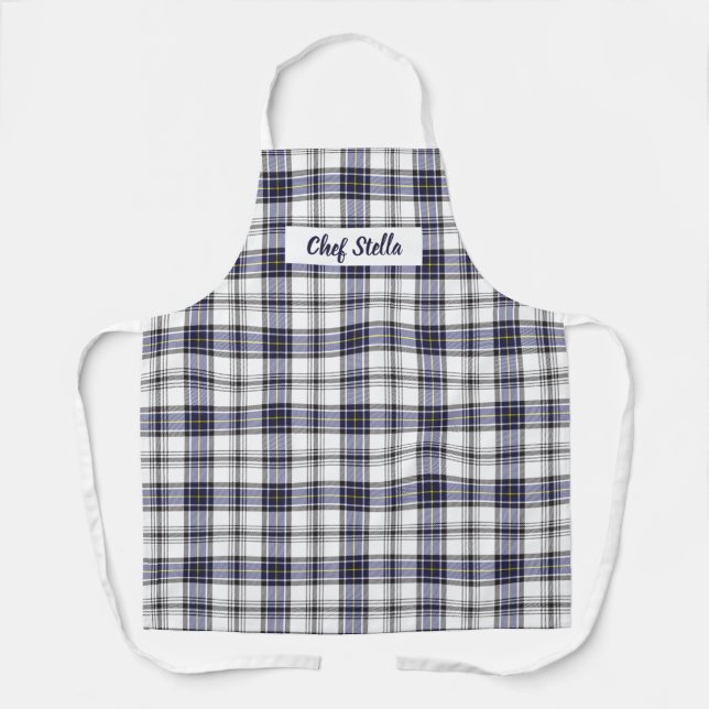 Chef's Name Tag Hannay Tartan Plaid  Apron (Front)