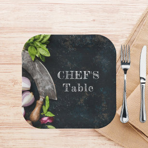 Chef's table rustic cooking food party paper plate