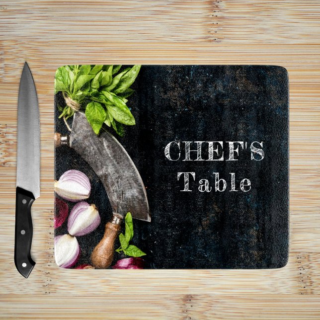 Chef's table rustic cooking food text cutting board (Creator Uploaded)