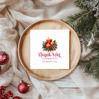 Cheistmas Candles & Holly Decoration Party Napkin
